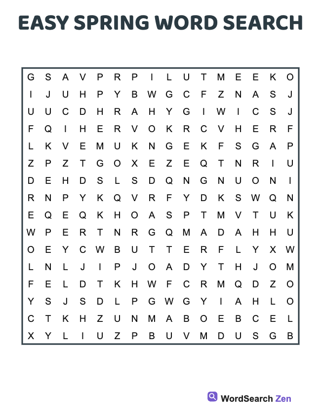 Easy Spring Word Search