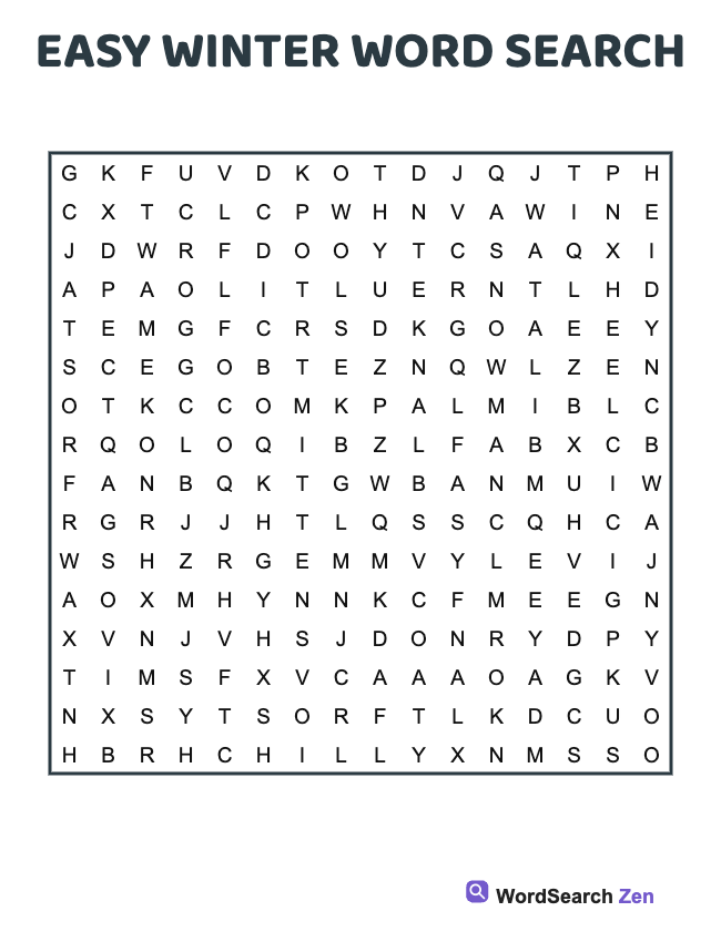 Easy Winter Word Search