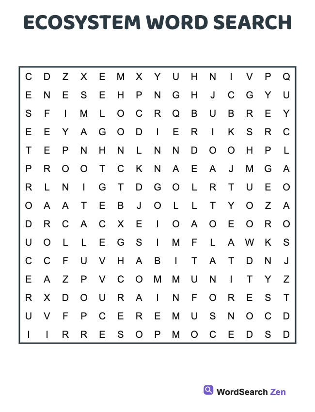 Ecosystem Word Search