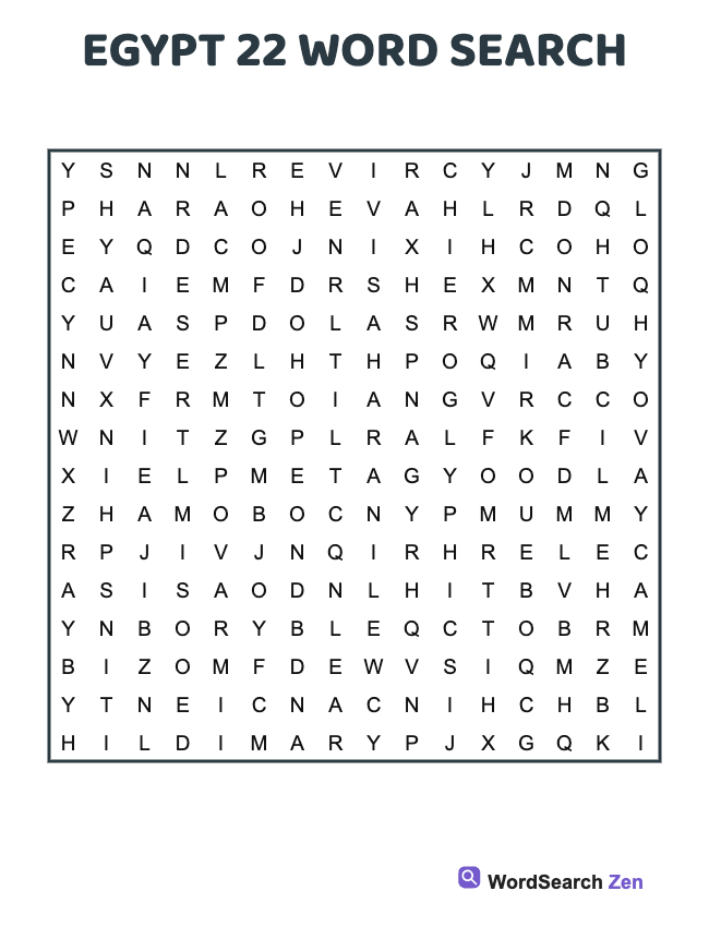 Egypt 22 Word Search