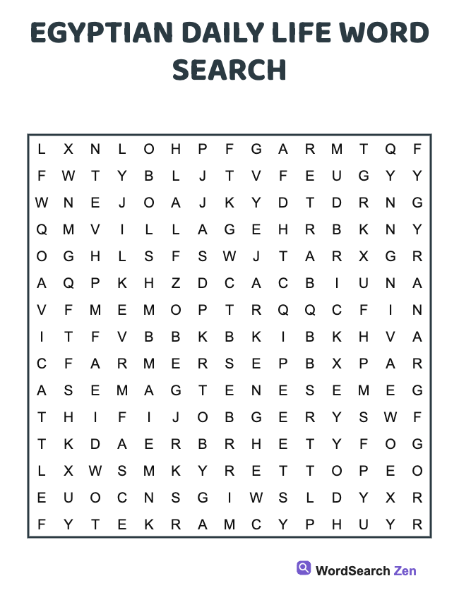 Egyptian Daily Life Word Search