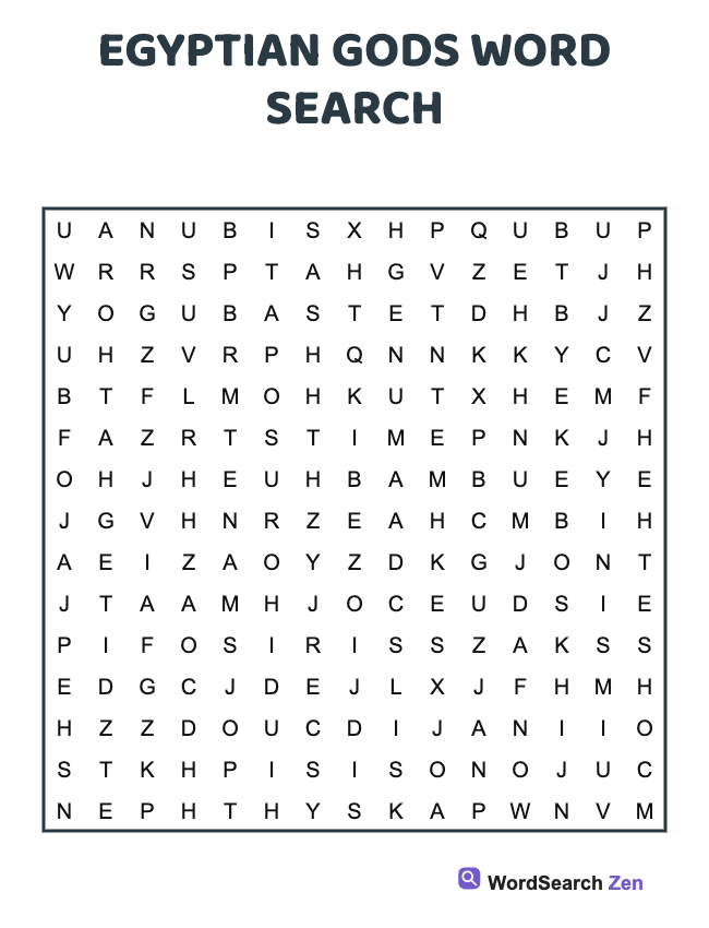 Egyptian Gods Word Search