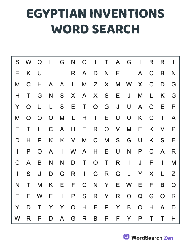 Egyptian Inventions Word Search