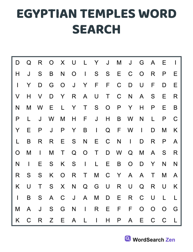 Egyptian Temples Word Search