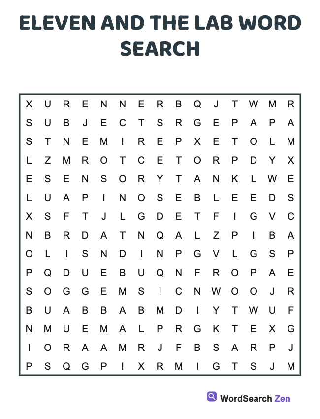 Eleven And The Lab Word Search