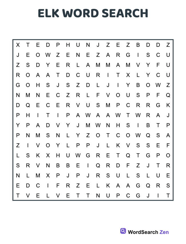 Elk Word Search