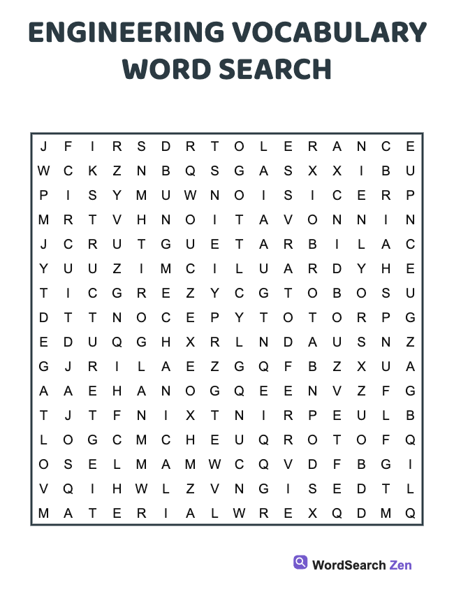 Engineering Vocabulary Word Search