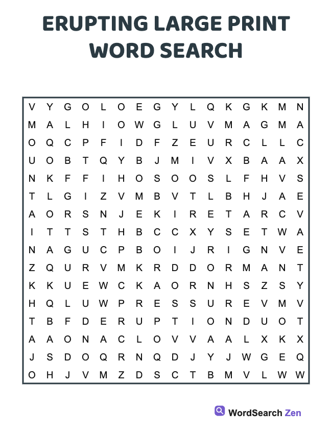 Erupting Large Print Word Search