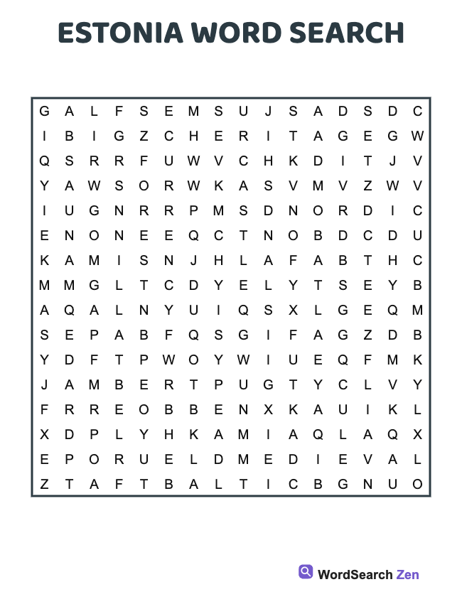 Estonia Word Search