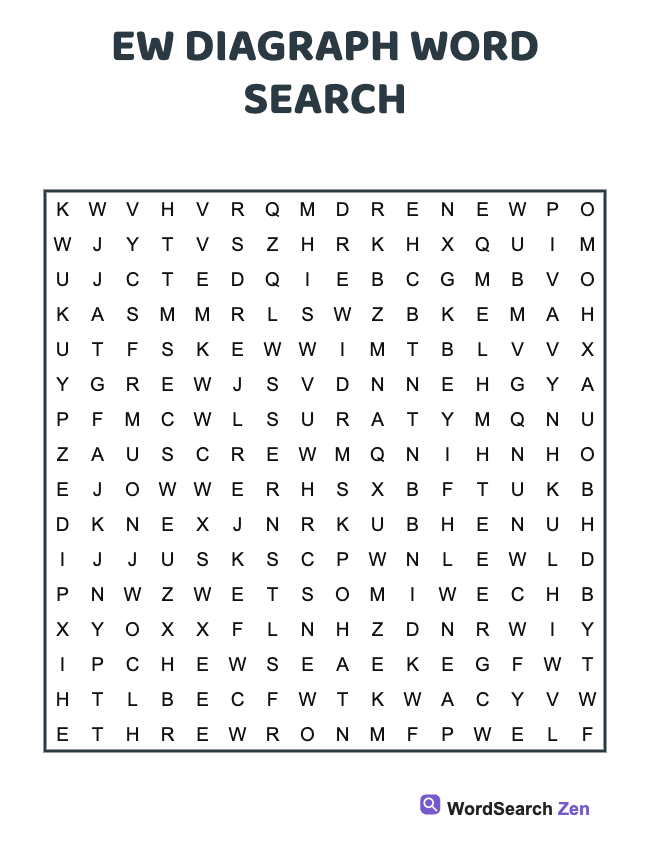 Ew Diagraph Word Search