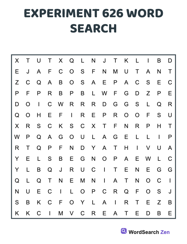 Experiment 626 Word Search
