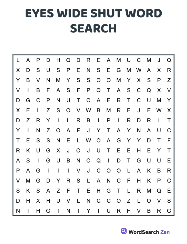 Eyes Wide Shut Word Search