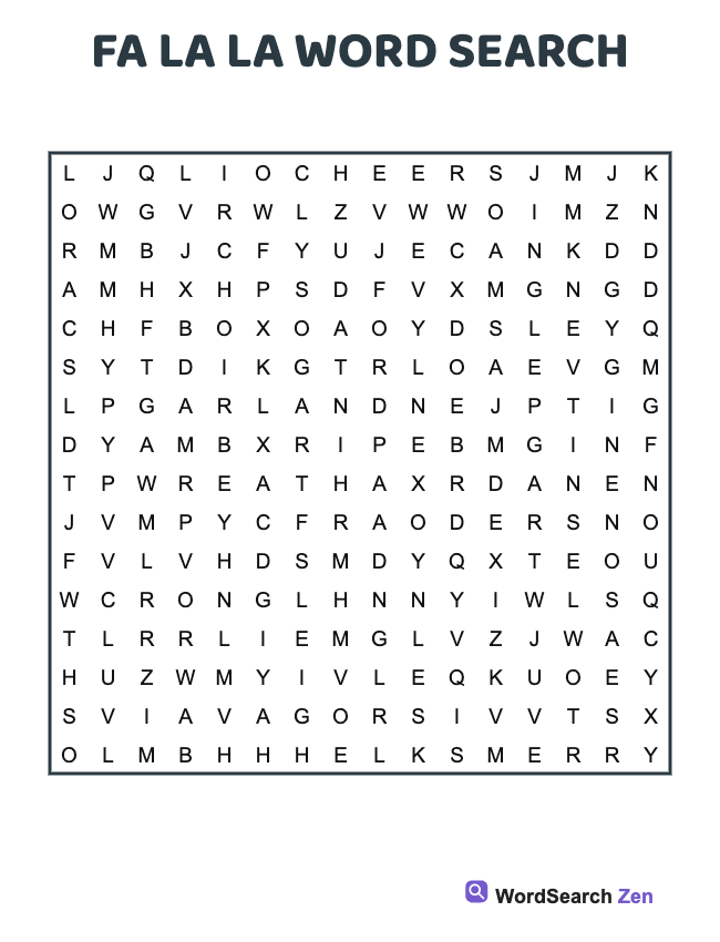 Fa La La Word Search