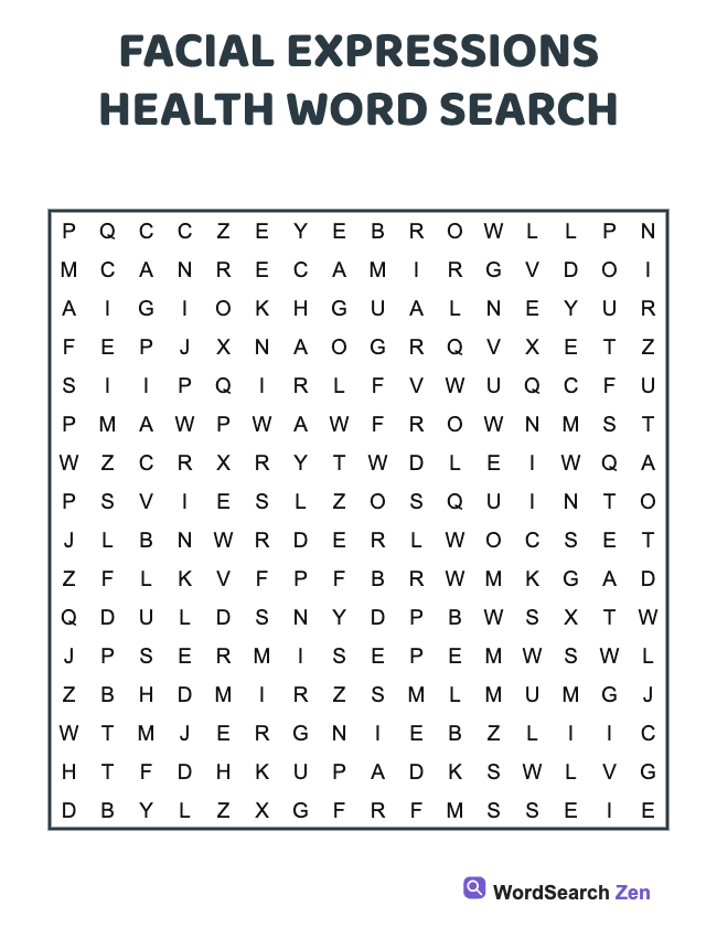 Facial Expressions Health Word Search
