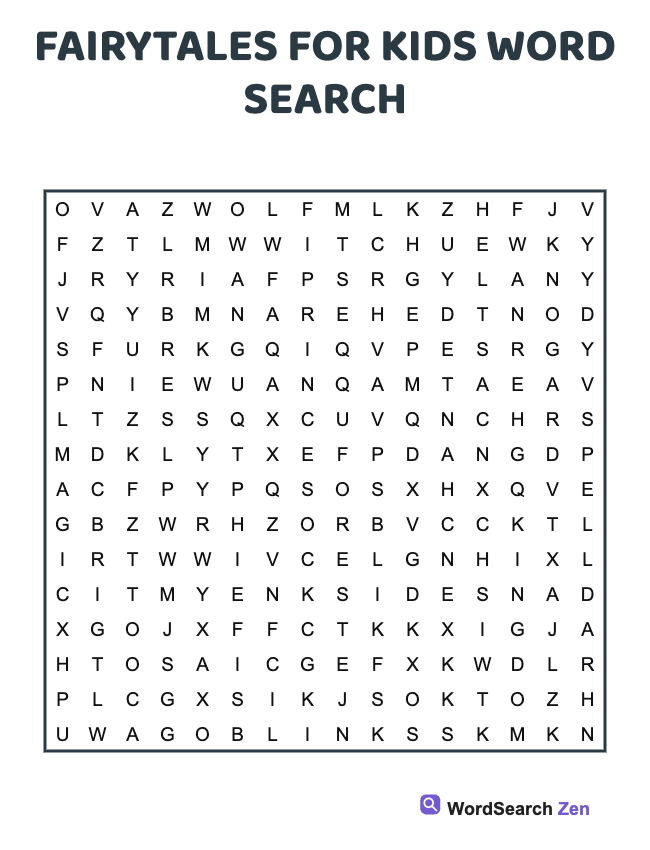 Fairytales for Kids Word Search