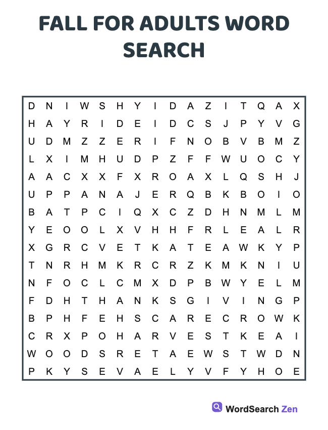 Fall For Adults Word Search