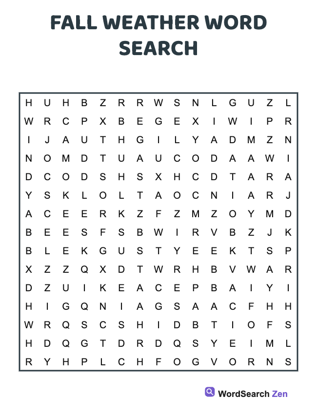 Fall Weather Word Search