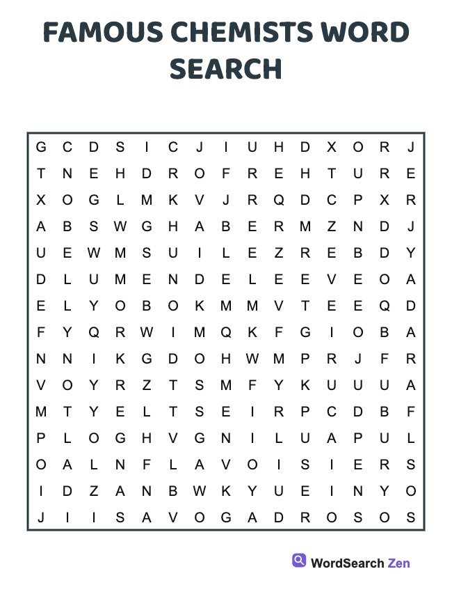 Famous Chemists Word Search