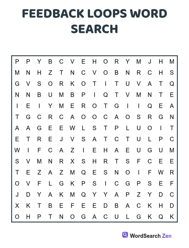 Feedback Loops Word Search printable puzzle sheet