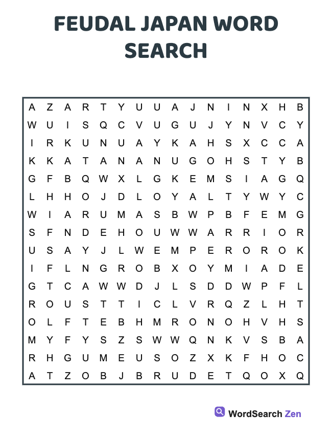 Feudal Japan Word Search