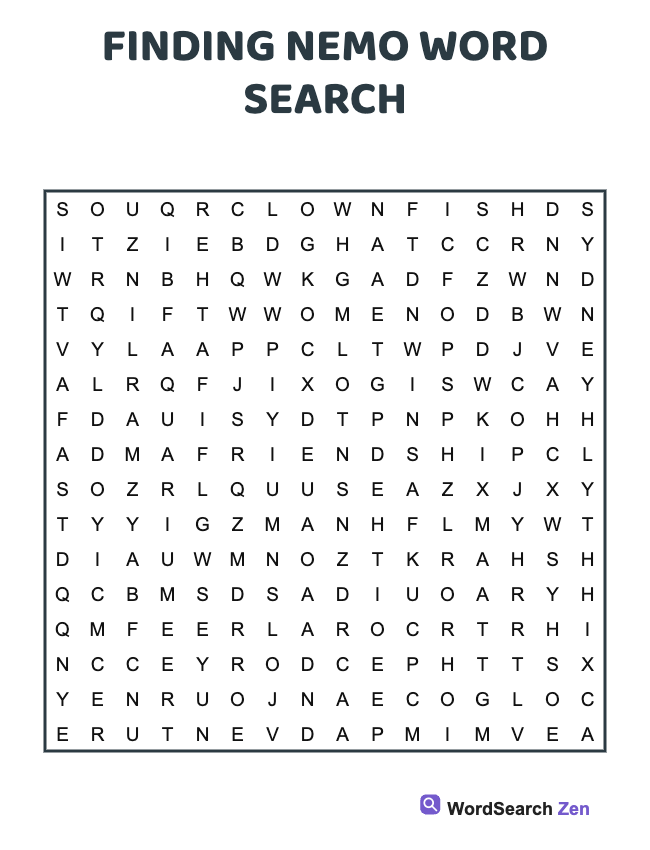 Finding Nemo Word Search