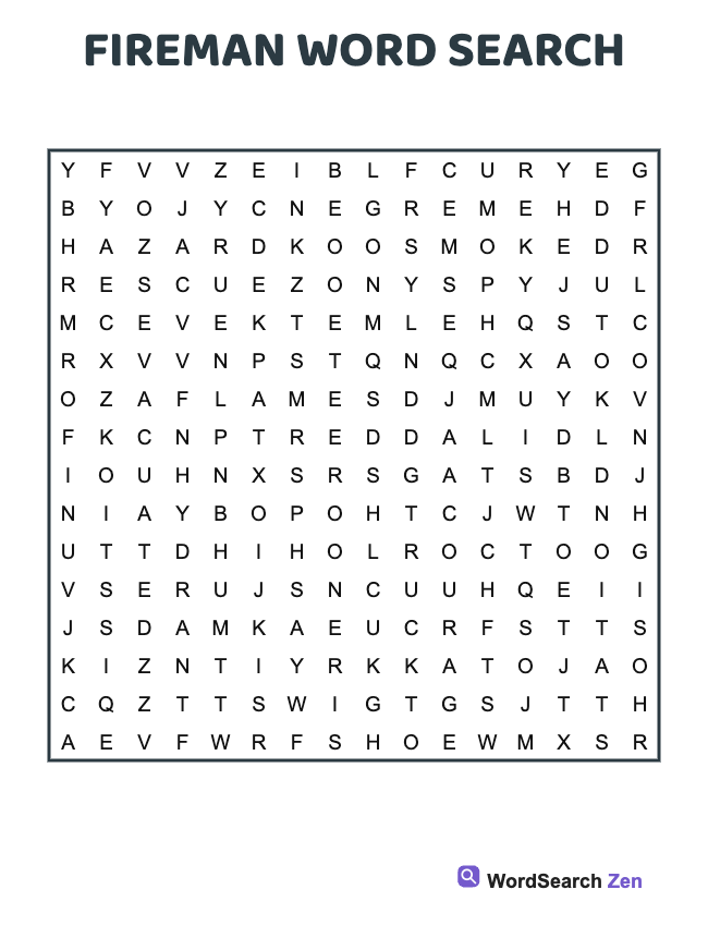 Fireman Word Search