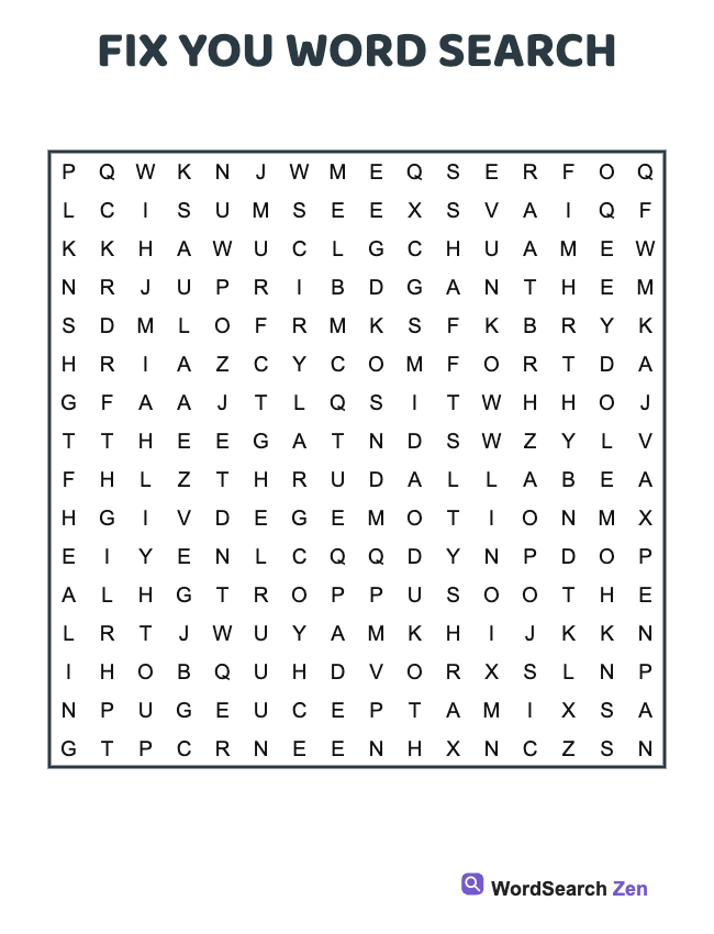 Fix You Word Search