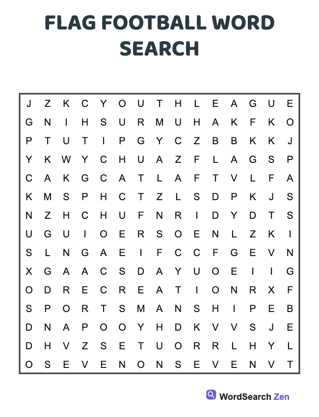 Flag Football Word Search