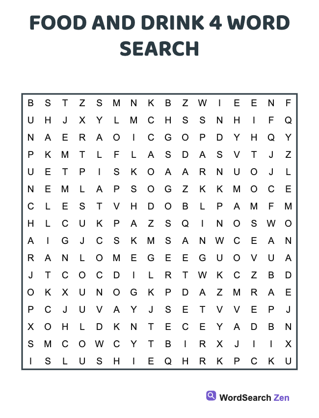 Food And Drink 4 Word Search