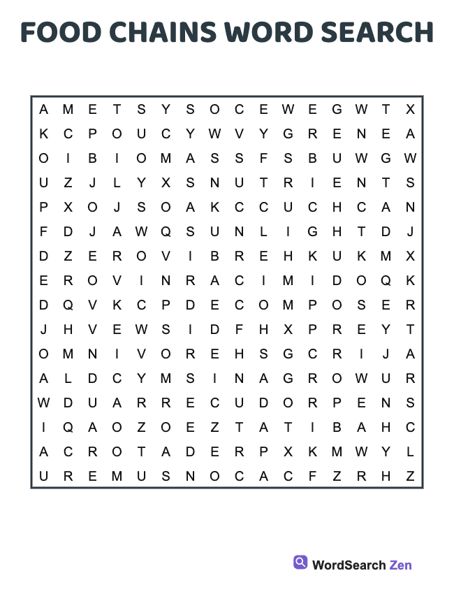 Food Chains Word Search