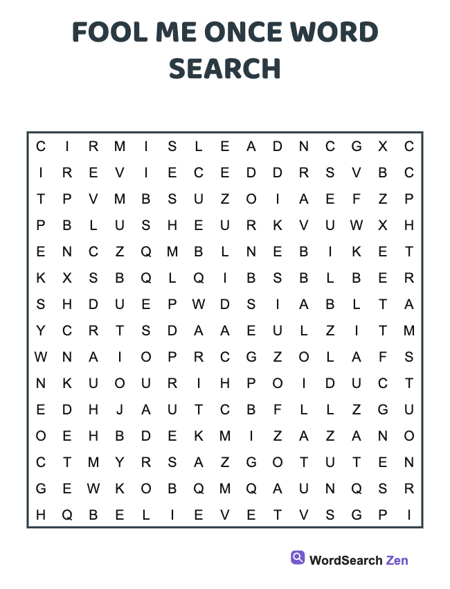 Fool Me Once Word Search