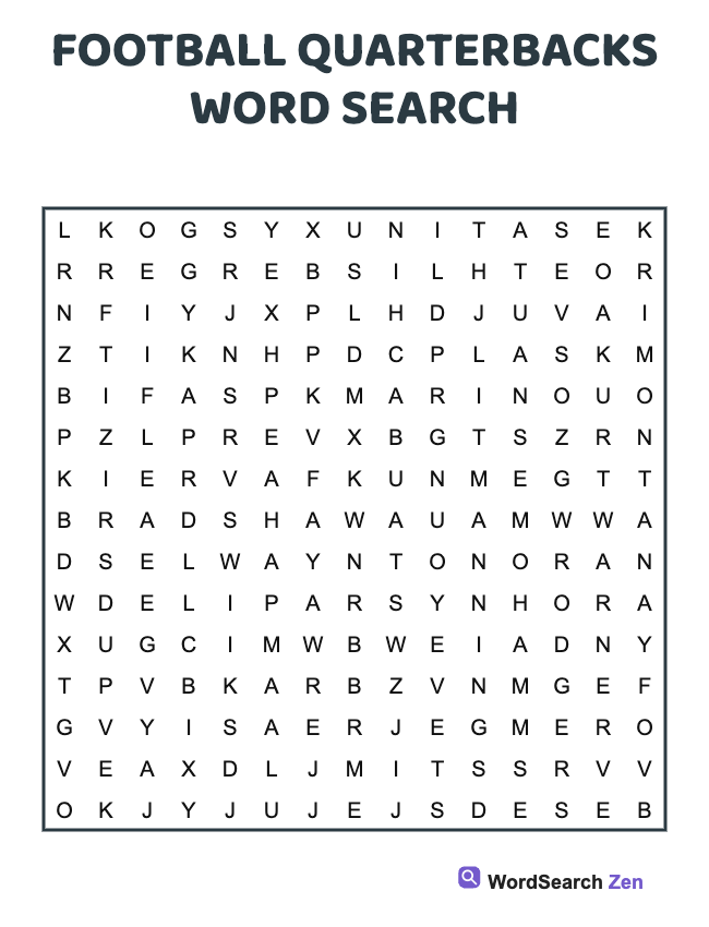 Football Quarterbacks Word Search