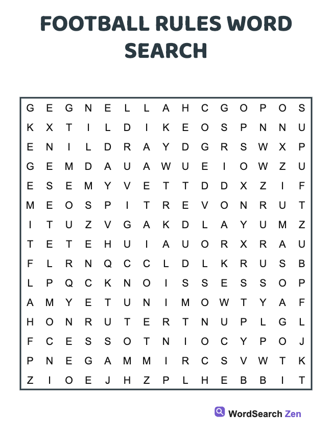 Football Rules Word Search
