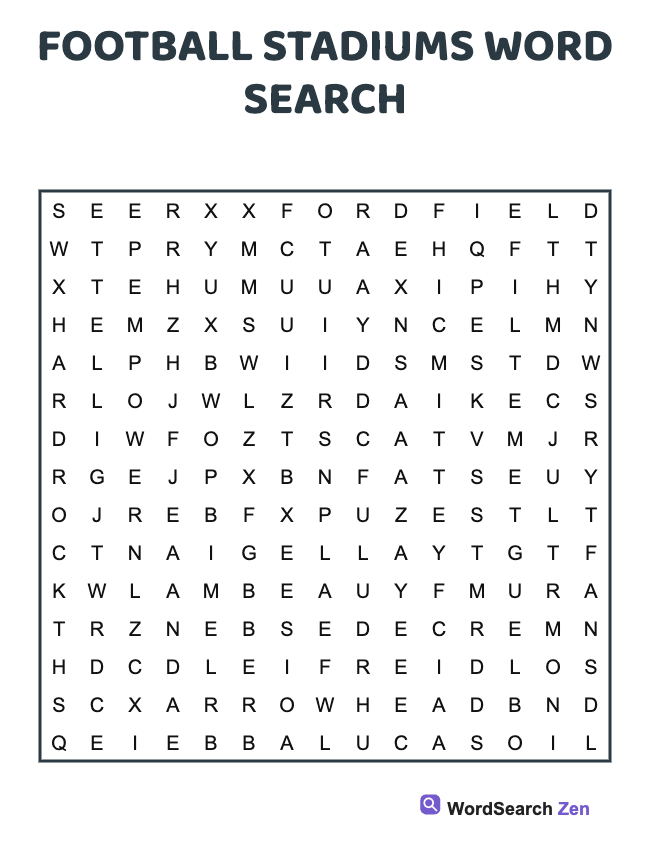 Football Stadiums Word Search