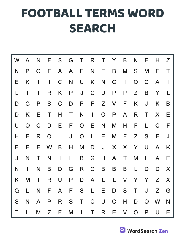 Football Terms Word Search