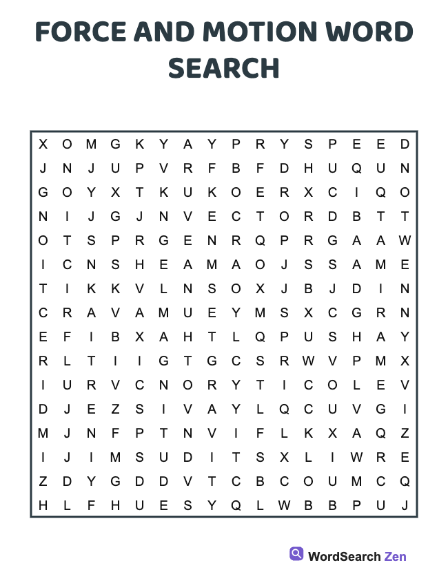 Force And Motion Word Search