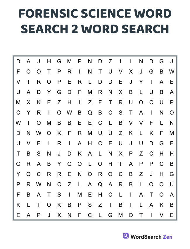 Forensic Science Word Search 2
