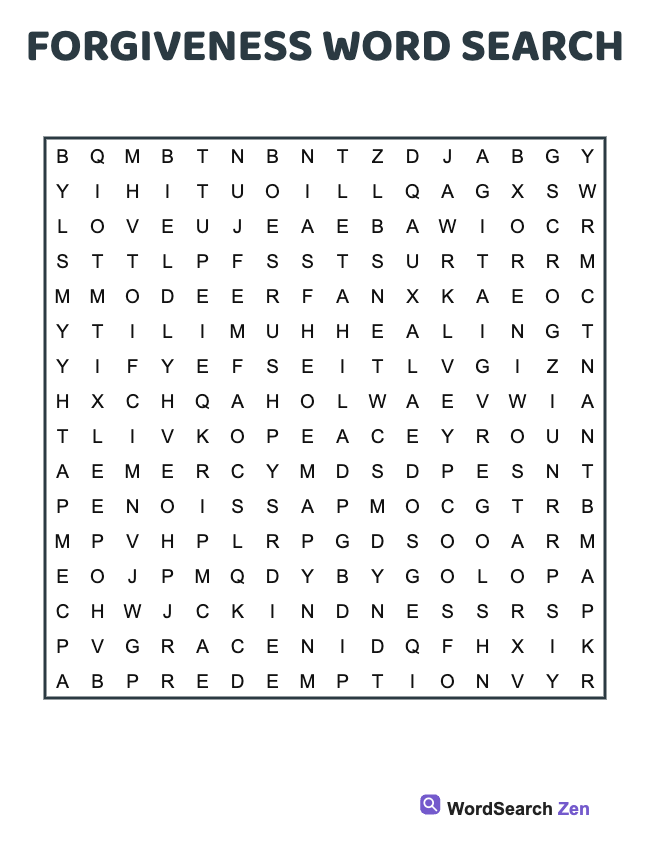 Forgiveness Word Search