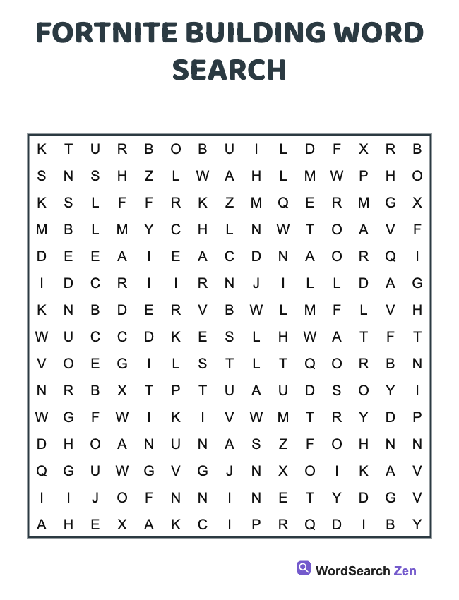 Fortnite Building Word Search
