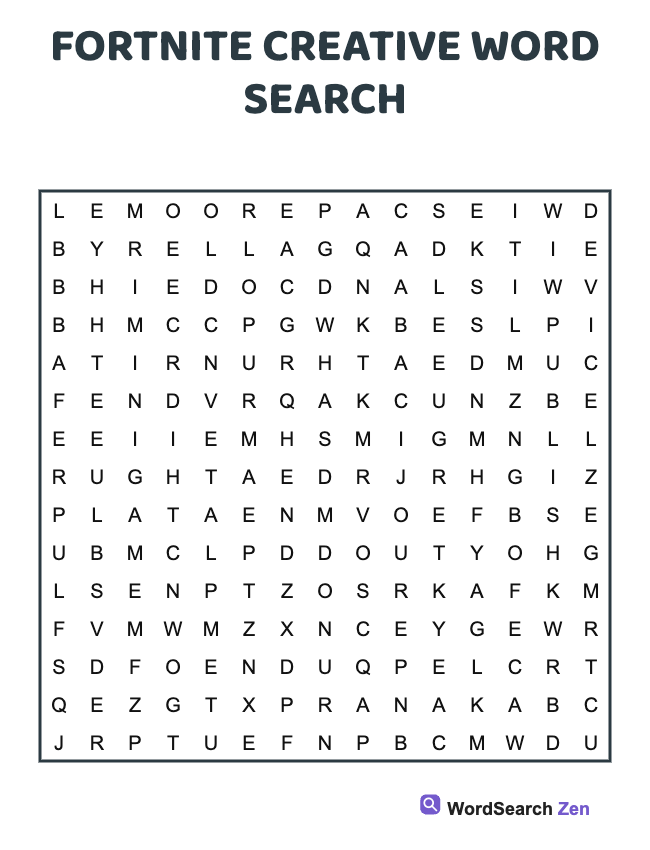 Fortnite Creative Word Search