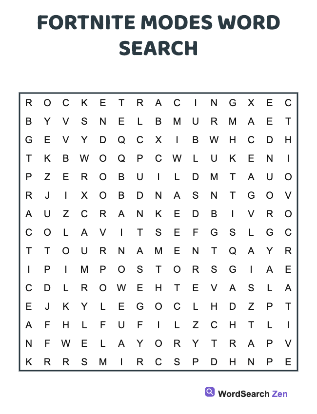 Fortnite Modes Word Search