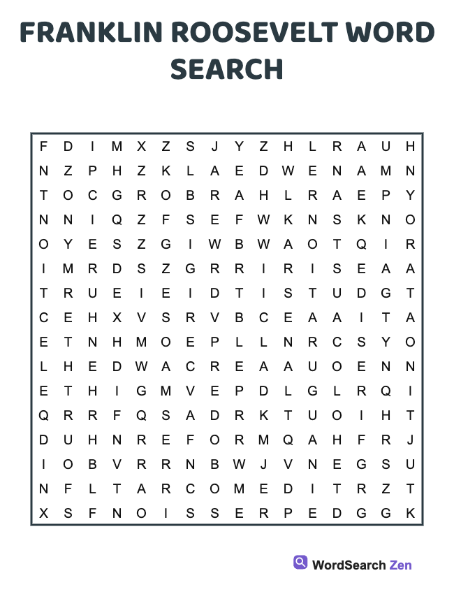 Franklin Roosevelt Word Search