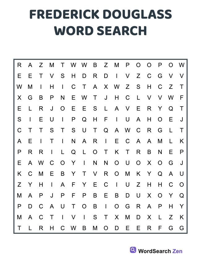 Frederick Douglass Word Search