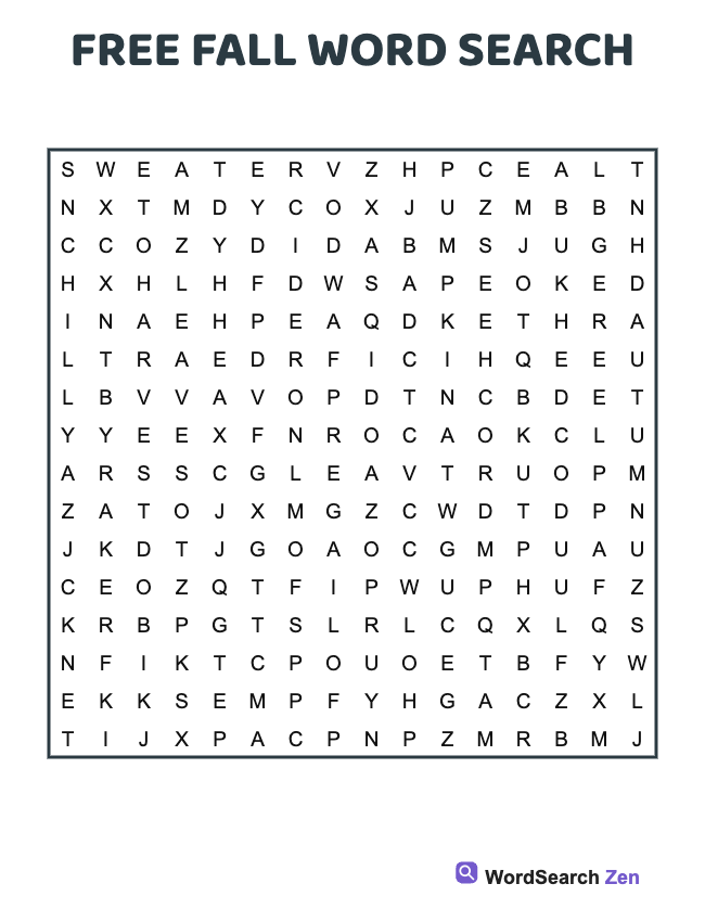 Free Fall Word Search