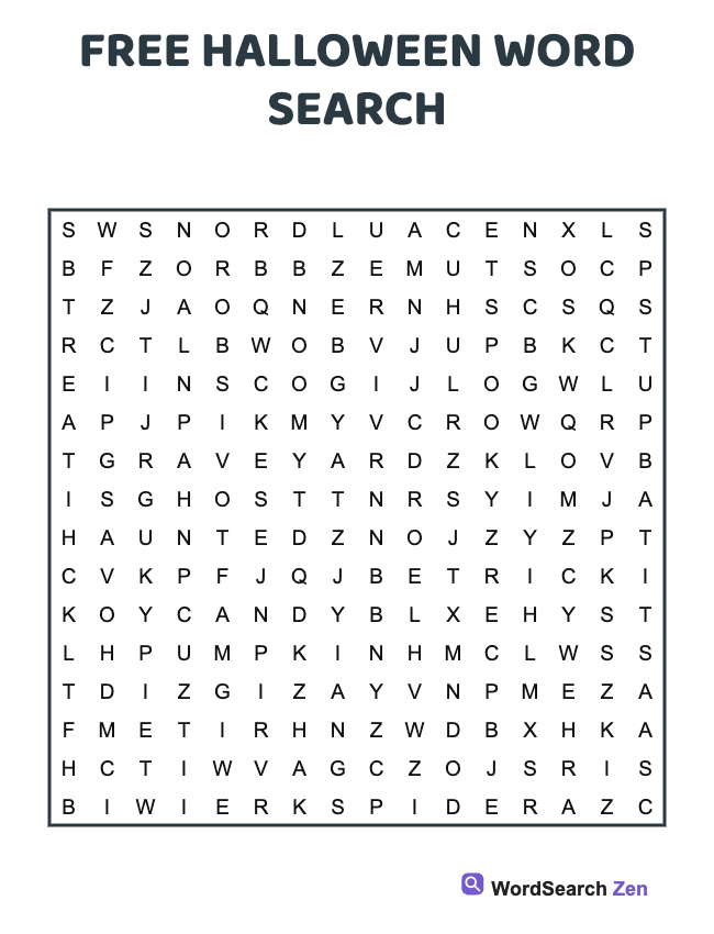 Free Halloween Word Search