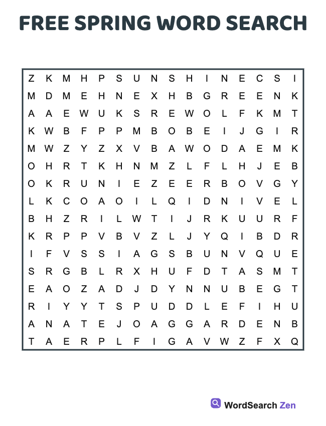 Free Spring Word Search