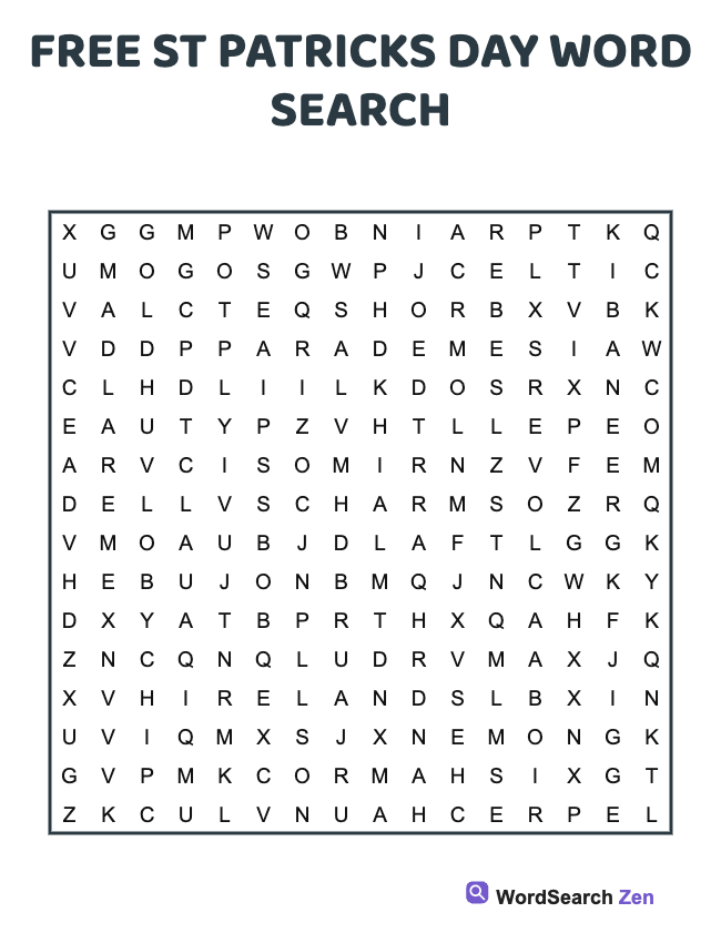 Free St Patricks Day Word Search