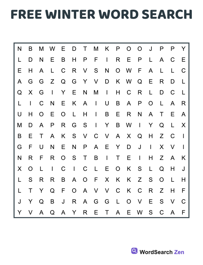 Free Winter Word Search
