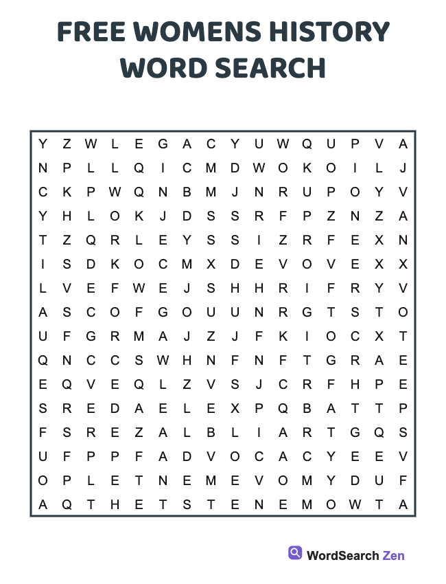 Free Womens History Word Search
