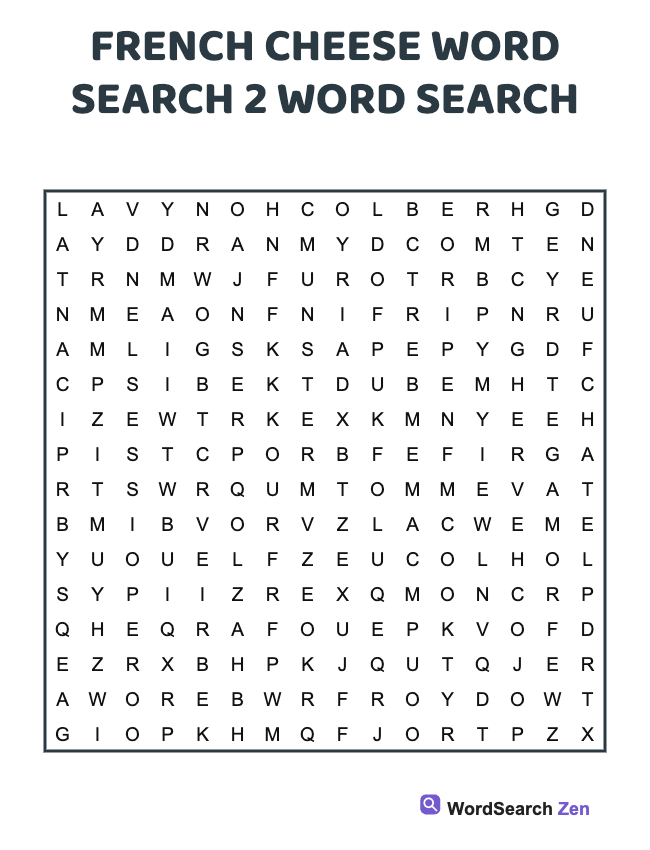 French Cheese Word Search 2